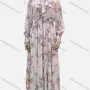 Wholesale Women's Casual Tie Neck Shirred Bishop Sleeve Floral Print Ruffle Hem Midi Dress preview