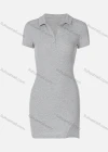 Wholesale Women's Casual Plain Short Sleeve Short Shirt Dress D114472H# - Liuhuamall
