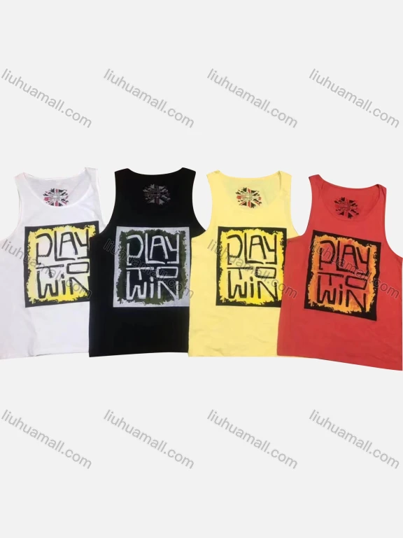 Wholesale Men's Casual Letter Print Round Neck Tank Top