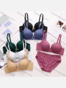 Wholesale Women's Plain Allover Print Plunge Adjustable Strap Bra & Briefs 2 Piece Underwear Set 8608#, LIUHUA CLOTHING WHOLESALE