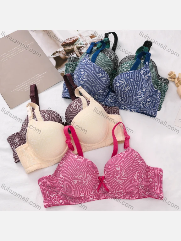 Wholesale Women's Allover Print Plunge Adjustable Strap Bra & Briefs 2 Piece Underwear Set 2344#
