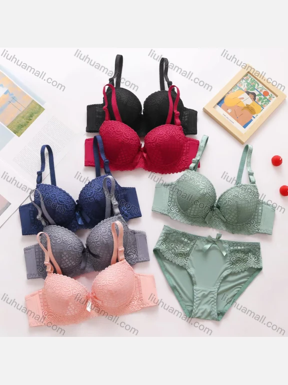 Wholesale Women's Lace Push Up Adjustable Strap Bra & Briefs 2 Piece Underwear Set 457#