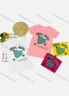 Wholesale Girl's Casual Pattern & Letter Print Round Neck Short Sleeve Tee - Liuhuamall