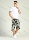 Wholesale Men's Camo Print Belted Flap Pockets Cargo Shorts - Liuhuamall