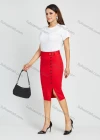 Wholesale Women's Business High Waist Button Decor Slit Hem Plain Pencil Skirt - Liuhuamall