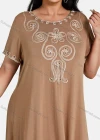 Wholesale Women's Plus Size Elegant Crew Neck Short Sleeve Embroidery Midi Dress - Liuhuamall