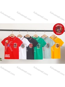 Wholesale Boy's Casual 100% Letter Graphic Short Sleeve Polo Shirt, LIUHUA CLOTHING WHOLESALE