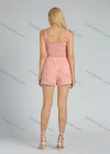 Wholesale Women's Casual Plain Crop Ruffle Trim Shirred Cami Top - Liuhuamall