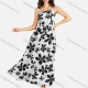 Wholesale Women's Casual Square Neck Floral Print Shirred Ruffle Hem Maxi Cami Dress With Belt White Clothing Wholesale Market Liuhua