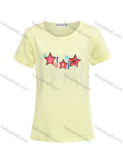 Wholesale Girls Casual Stars Graphic Rhinestones Round Neck Short Sleeve Tee