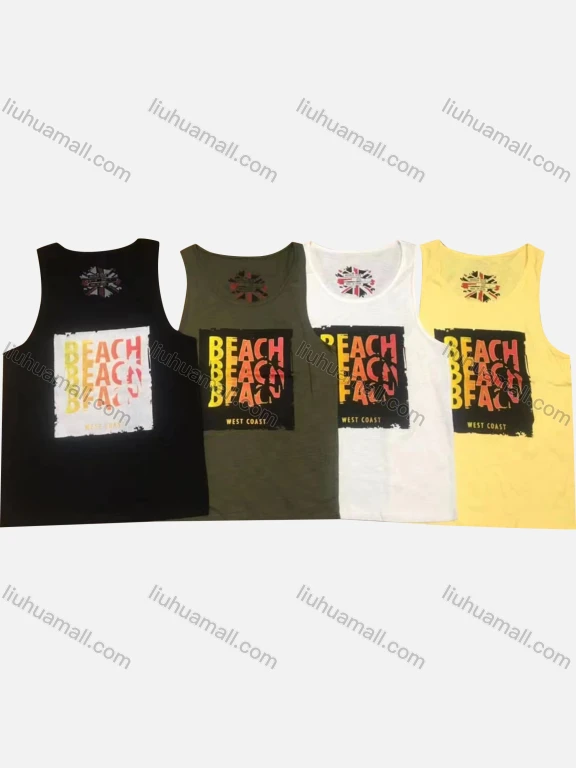 Wholesale Men's Casual Letter Graphic Round Neck Tank Top