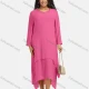 Wholesale Women's Plus Size Linen Long Sleeve Plain Layered Hem Cozy Midi Casual Dress 12# Clothing Wholesale Market Liuhua