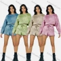 Wholesale Women's Casual Plain Round Neck Long Sleeve Sweatshirt & Drawstring Pants 2 Piece Set 2021848# preview