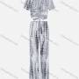 Wholesale Women's Fashion Short Sleeve Twist Tie Front Cut Out Tie Dye Crop Top & Wide Leg Pants 2 Piece Set LN2835# preview