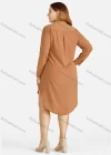 Wholesale Women's Casual Embroidered Button Front Stand Collar Long Sleeve Curved Hem Knee Length Dress - Liuhuamall