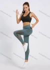 Wholesale Women's Sporty Scoop Neck Racerback Plain Mesh Splicing Crop Tank Top - Liuhuamall
