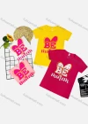 Wholesale Girl's Casual Pattern & Letter Print Round Neck Short Sleeve Tee - Liuhuamall
