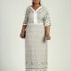Women's Plus Size Ditsy Floral V Neck Half Sleeve Maxi Dress Beige Clothing Wholesale Market -LIUHUA