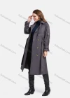 Wholesale Women's Lapel Double Breasted Mid Length Trench Coat With Tie Belt - Liuhuamall