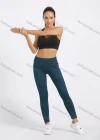 Wholesale Women's Sporty Plain Topstitch Sewing Pockets Elastic Workout Leggings - Liuhuamall