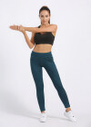 Wholesale Women's Sporty Plain Topstitch Sewing Pockets Elastic Workout Leggings - Liuhuamall