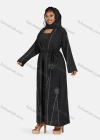 Wholesale Women's Muslim Islamic Long Sleeve Rhinestone Maxi Abaya Dress With Belt - Liuhuamall