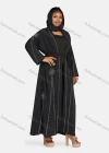 Wholesale Women's Muslim Islamic Long Sleeve Rhinestone Maxi Abaya Dress With Belt - Liuhuamall
