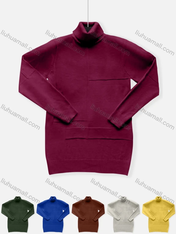 Wholesale Men's Casual Plain Turtleneck Long Sleeve Sweater