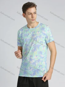 Wholesale Men's Cotton Casual Allover Tropical Print Short Sleeve Tee, LIUHUA CLOTHING WHOLESALE