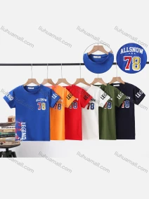Wholesale Boy's Casual Letter Print Round Neck Short Sleeve Modal Cotton Tee, LIUHUA CLOTHING WHOLESALE
