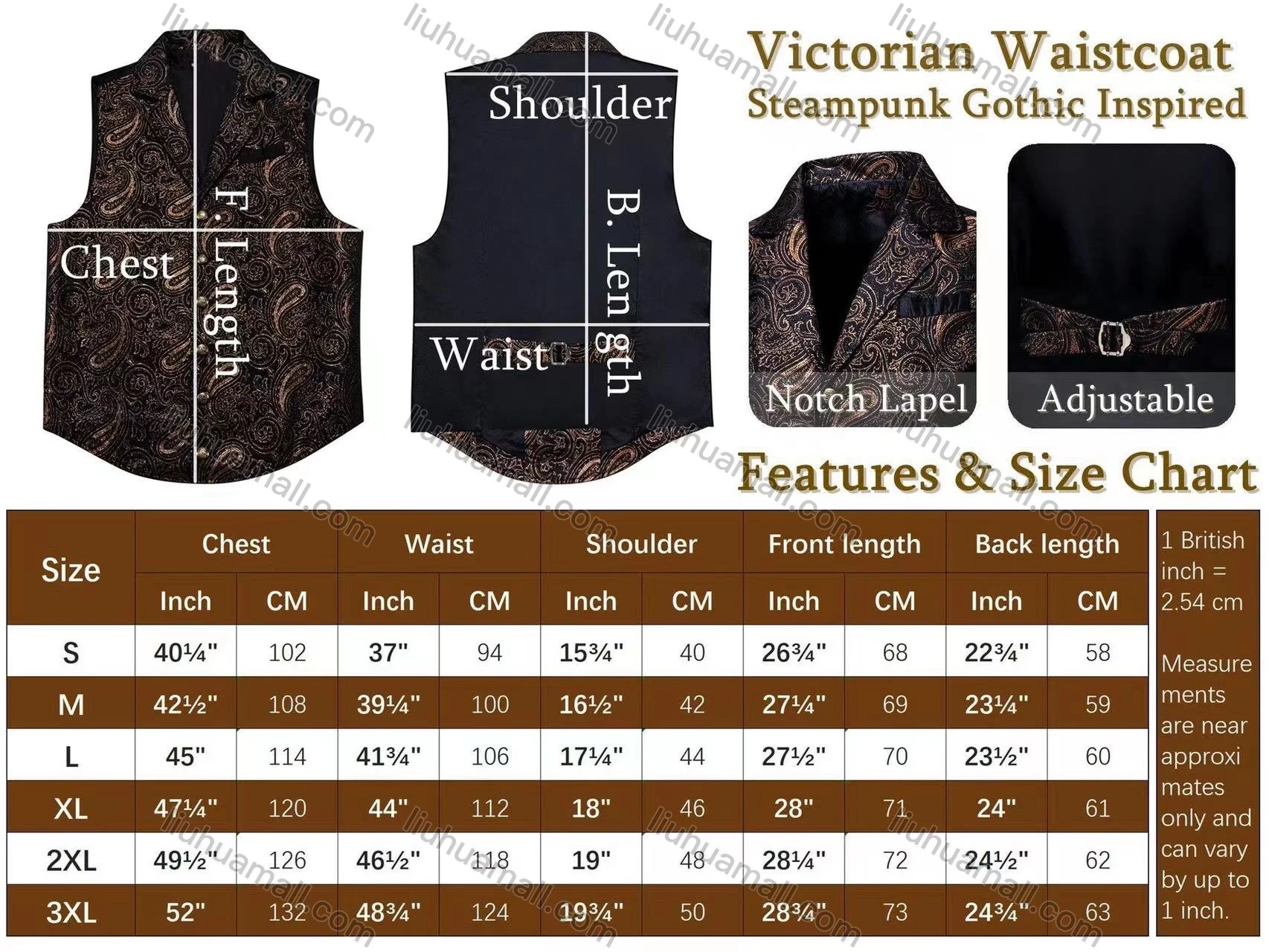 Wholesale Men's Vintage Lapel Embroidered Single Breasted Silky Waistcoat