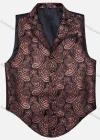 Wholesale Men's Vintage Lapel Embroidered Single Breasted Silky Waistcoat - Liuhuamall