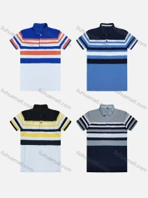 Wholesale Men's Casual Short Sleeve Button Front Striped Polo Shirts, LIUHUA CLOTHING WHOLESALE
