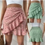 Wholesale Women's High Waist Ruffle Trim Wrap Floral Print Short Skirt X2711L# preview