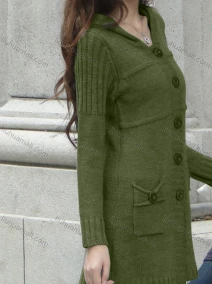 Wholesale Women's Casual Plain Button Front Pocket Cardigan, LIUHUA CLOTHING WHOLESALE