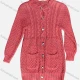 Wholesale Girl's Casual Long Sleeve Button Down Patch Pocket Cable Knit Cardigan Red Clothing Wholesale Market Liuhua