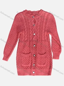 Wholesale Girl's Casual Long Sleeve Button Down Patch Pocket Cable Knit Cardigan, LIUHUA CLOTHING WHOLESALE