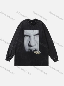 Wholesale Men's Fashion 100%Cotton Distressed Crew Neck Long Sleeve Graphic T-shirt SS10#, LIUHUA CLOTHING WHOLESALE