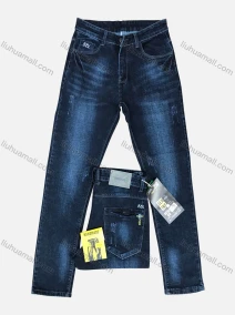 Wholesale Men's Zipper Pockets Embroidered Letter Labelled Frayed Plain Thick High Stretch Jean 6028#, LIUHUA CLOTHING WHOLESALE