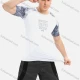 Wholesale Men's Athletic Workout Tight Fitness Splicing Short Sleeve T-shirt 302# White Clothing Wholesale Market Liuhua