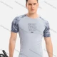 Wholesale Men's Athletic Workout Tight Fitness Splicing Short Sleeve T-shirt 302# Light Gray Clothing Wholesale Market Liuhua