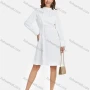 Wholesale Women's Casual Plain Mock Neck 3D Floral Ruched Long Sleeve Knee Length Dress With Belt preview