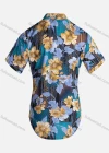 Wholesale Women's Vintage Short Sleeve Chevron Floral Pattern Collared Button Down Shirt 23050# - Liuhuamall
