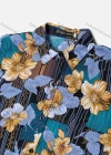 Wholesale Women's Vintage Short Sleeve Chevron Floral Pattern Collared Button Down Shirt 23050# - Liuhuamall