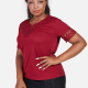 Women's Plus Size Notch Neck Appliques Pearl Pearl Decor Plain Blouse Red Clothing Wholesale Market -LIUHUA