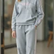 Wholesale Women's 2 - Piece Hoodie Set, Light Gray w/ Pink Accents & Striped Joggers, Casual Athletic Light Gray Clothing Wholesale Market Liuhua