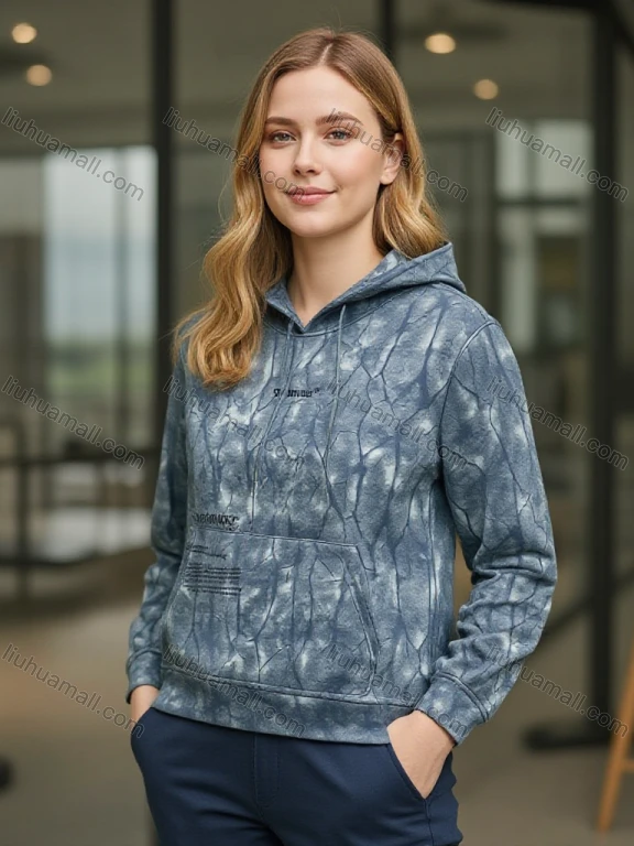 Wholesale Women's Stylish Grey Graphic Text Hoodie w/ Drawstring & Kangaroo Pocket Bulk Purchase