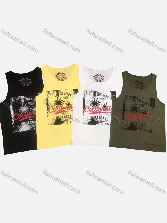 Wholesale Men's Casual Letter Graphic Round Neck Tank Top