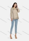 Wholesale Women's Casual Peter Pan Collar Button Down Embroidered Blouse 66620# - Liuhuamall
