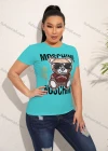 Wholesale Women's Casual Crew Neck Short Sleeve Cartoon Graphic Slim Fit T-shirt - Liuhuamall